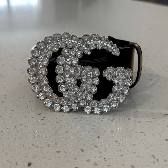 Gucci Accessories - ❌Sold❌ Gorgeous Large Rhinestone GUCCI logo belt size 36